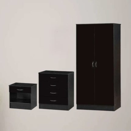 With its contemporary design, this wardrobe set is perfect for adding a splash of color to any bedroom. This fun and practical set features a clean finish with stunning handles and comes with a spacious two doors. Give your bedroom a serious upgrade with this attractive 3-piece set.