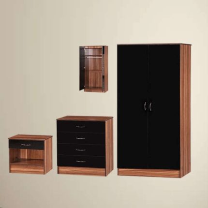 3-Piece Standard 2 Door Wardrobe Set in Black