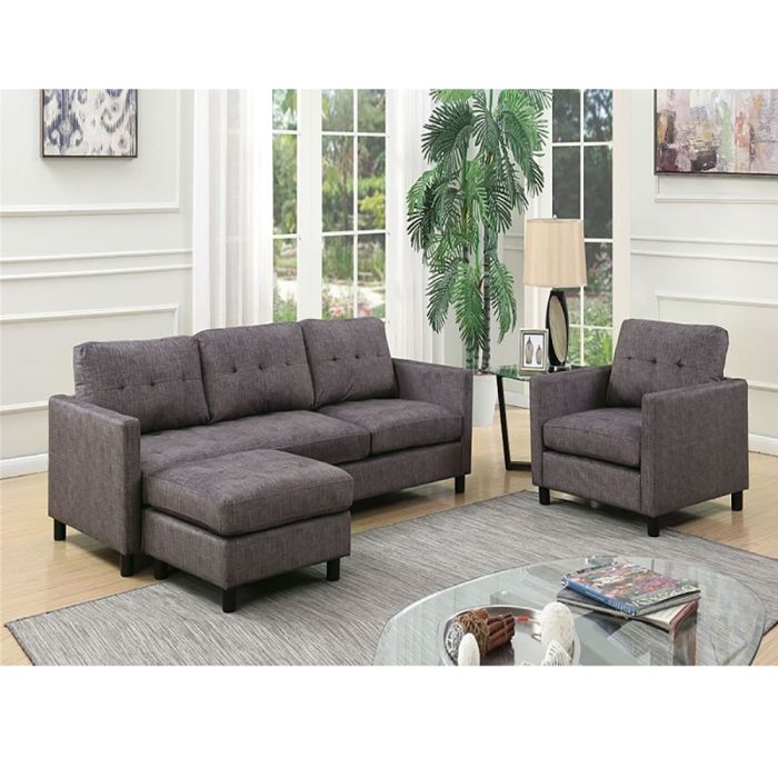 ACME Ceasar Sectional Sofa in Gray Fabric, luxury sofa