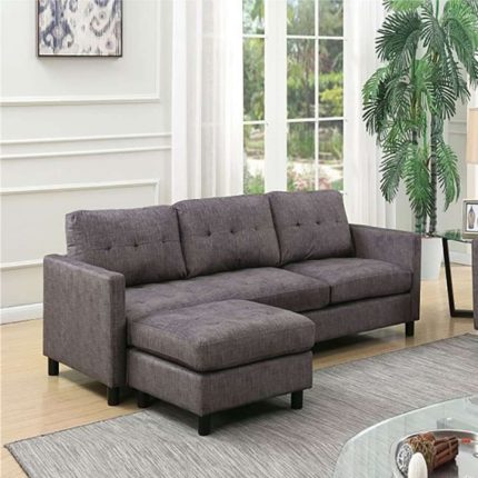 ACME Ceasar Sectional Sofa in Gray Fabric, luxury sofa