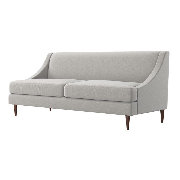 Armless 3 Seater Sofa in Woven Grey Fabric