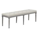 Beige Upholstered Tufted Bench