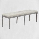 Beige Upholstered Tufted Bench