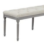 Beige Upholstered Tufted Bench