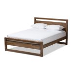 Brown Wood Platform Bed