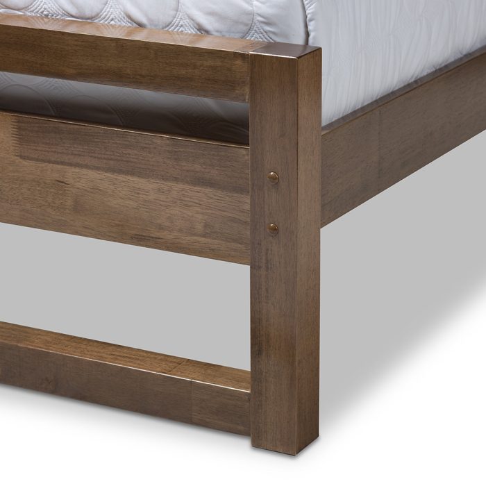 Brown Wood Platform Bed