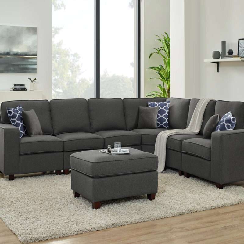 Fabric Upholstered Sectional Sofa - Fatima Furniture