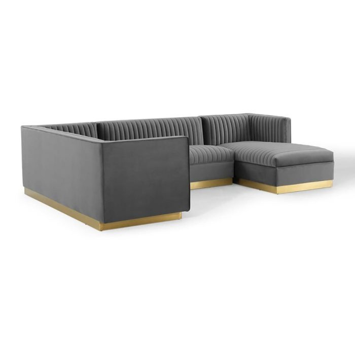 Cecilie Wide Velvet Symmetrical Sectional Sofa