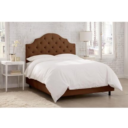Deep Button Tufted Curved Headboard Bed