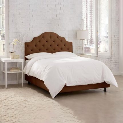 Deep Button Tufted Curved Headboard Bed