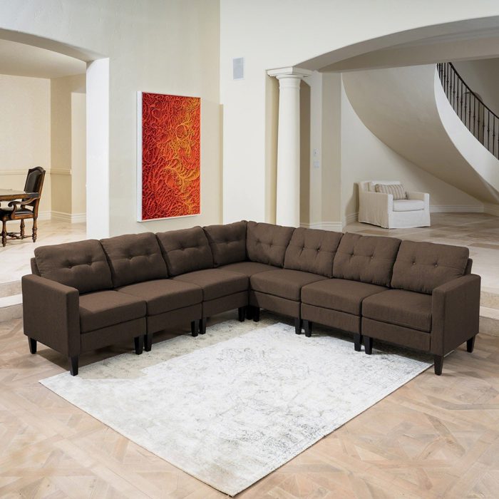 Emmie Mid Century Modern 7-piece Sectional Sofa Set