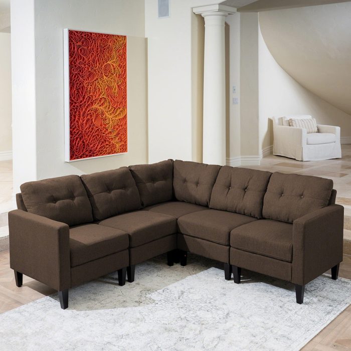 Emmie Mid-century Modern 5-piece Sectional Sofa Set