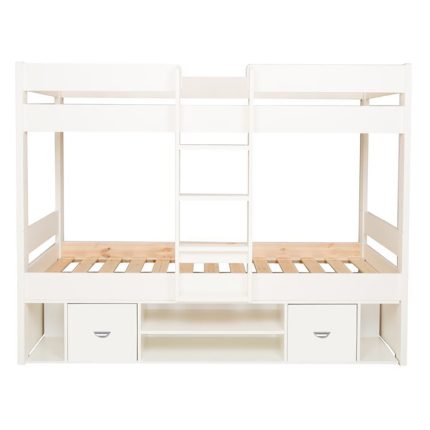 European Single Bunk Bed with Drawers and Shelves