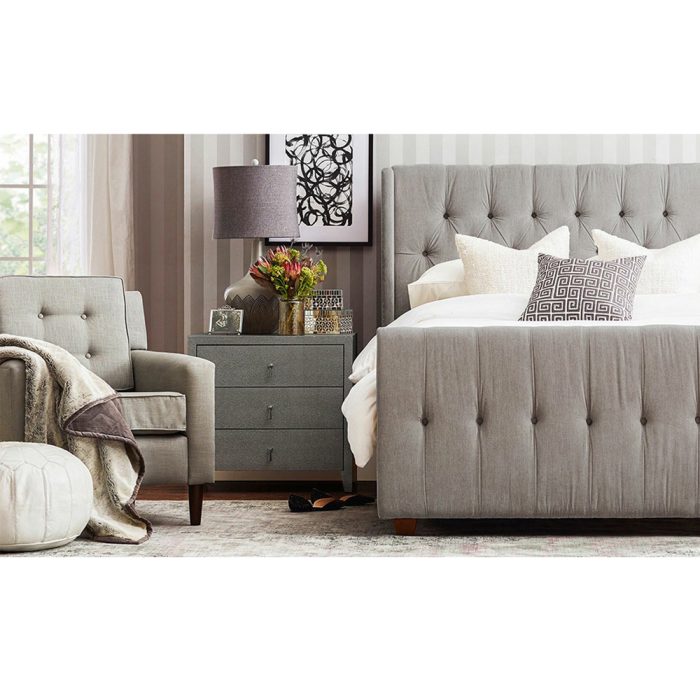 Fabric Upholstered Button Tufted Bed