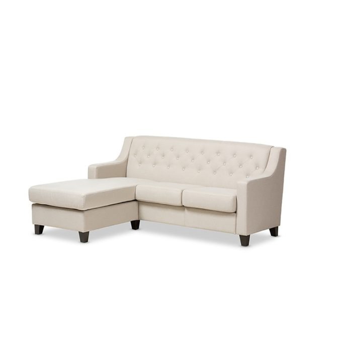 Fabric-Upholstered Tufted 2-Piece Sectional Sofa