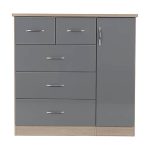 Fatima Grey 5 Drawer Compact Wardrobe