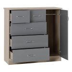 Fatima Grey 5 Drawer Compact Wardrobe