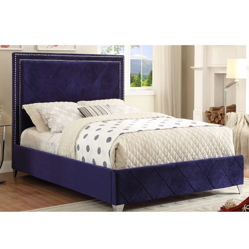 Fatima Velvet Upholstered Platform Bed Fatima Furniture