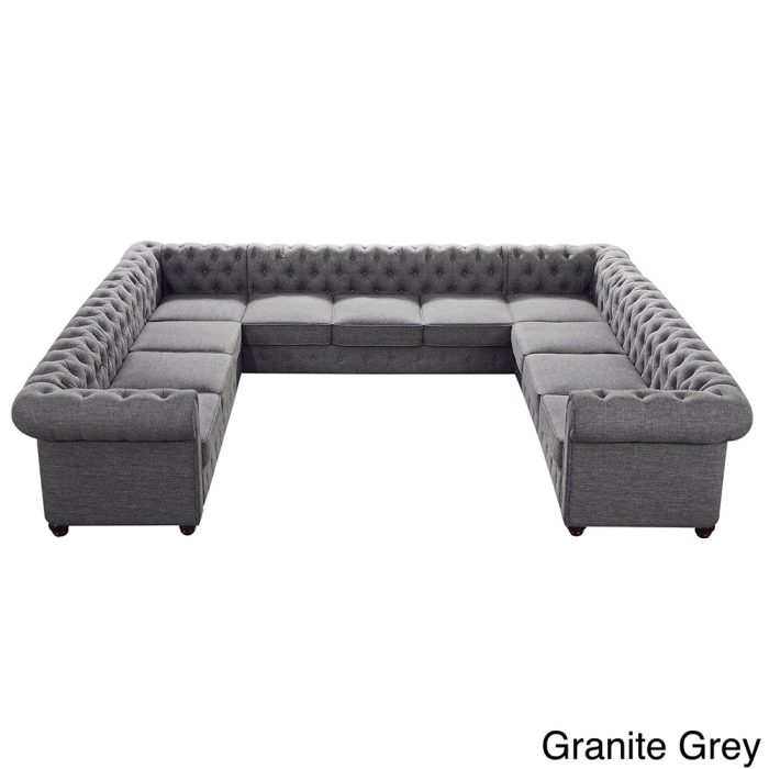 Garcia Tufted Linen U-shaped Sectional Sofa