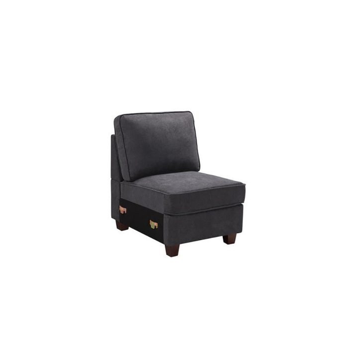Gray Woven 6Pc Modular Sectional Sofa with Ottoman