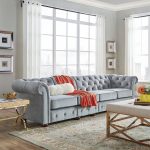 Grey Extra Long Tufted Modular Sofa