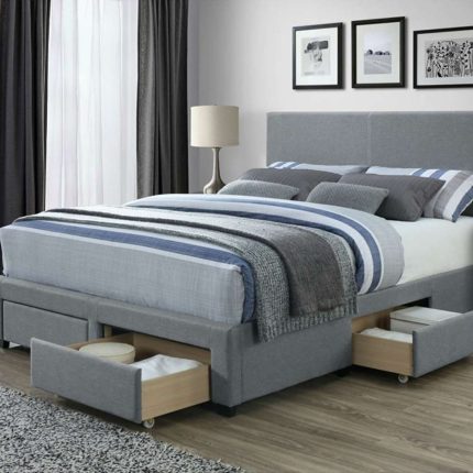 Grey Upholstered Storage Bed