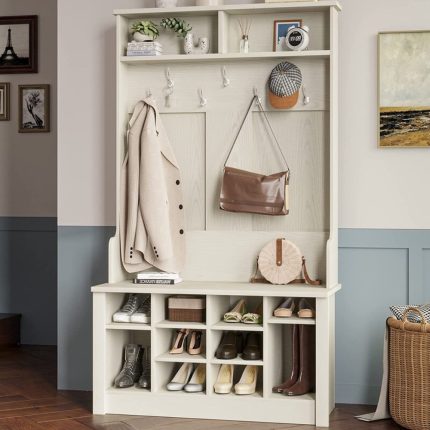 Hall Tree With Storage Bench, 3-in-1 Entryway