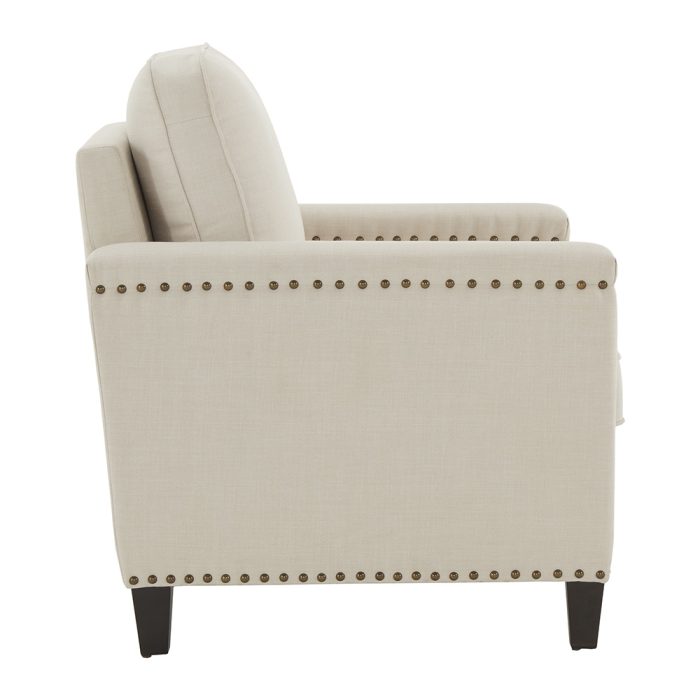 Hersfeld Ivory Fabric Chair with Nailhead Trim
