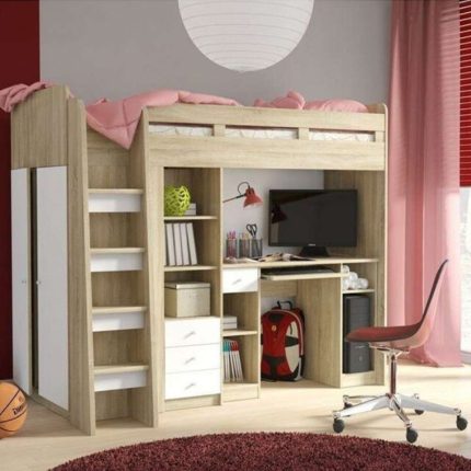 Holderness European Single Mid Sleeper Bed with Furniture Set