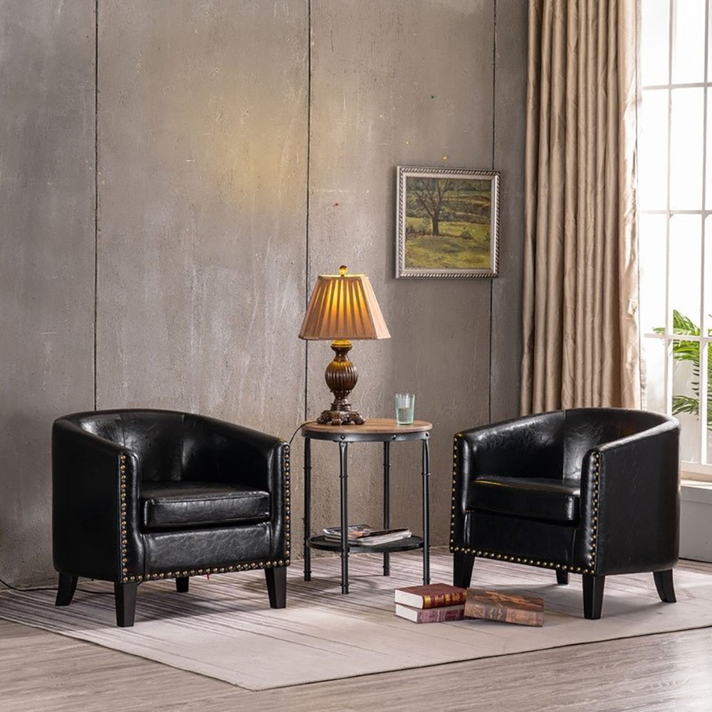 Black leather outlet accent chair