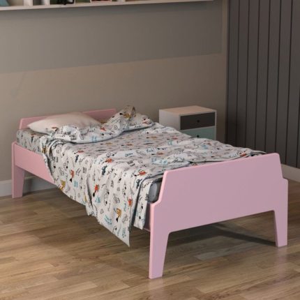 Indus Panel MDF Bed in Pink