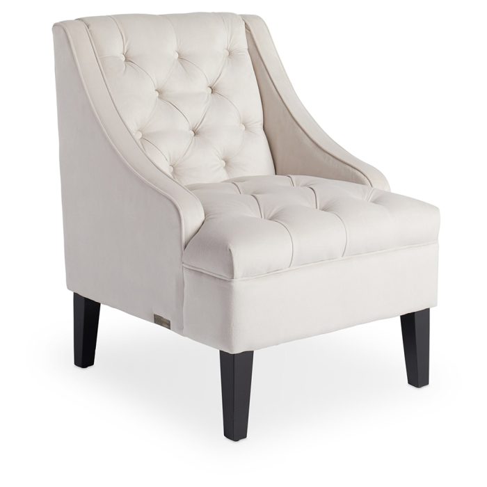 Ivory Velvet Tufted Accent Chair