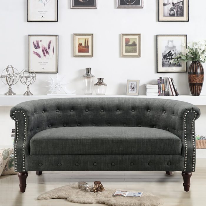 Khalifa Linen Rolled Arm Loveseat