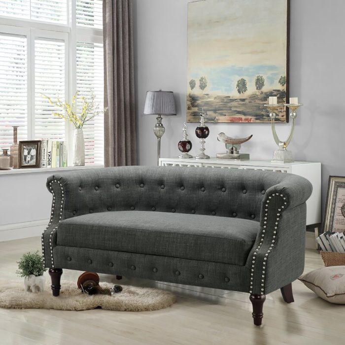 Khalifa Linen Rolled Arm Loveseat