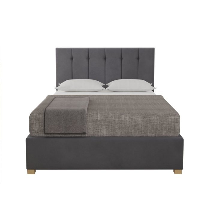 King Size Ottoman Bed in Grey Velvet