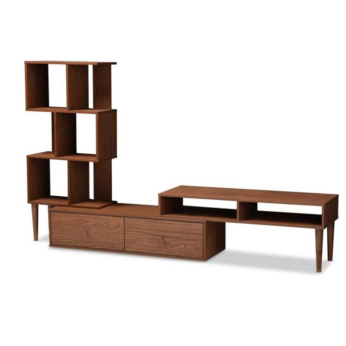 L-Shape TV Cabinet with Open Shelves