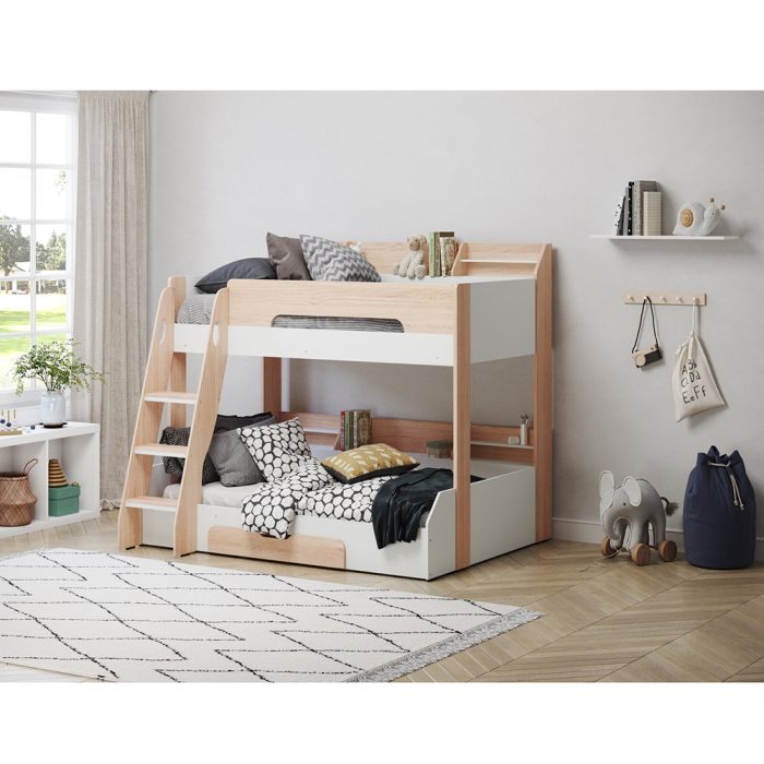 Lilly Single Bunk Bed with Drawers and Shelves