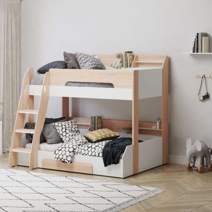 Lilly Single Bunk Bed with Drawers and Shelves