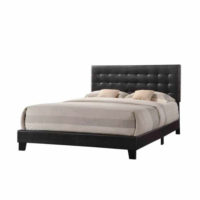 Masate Espresso Leather Upholstered Bed