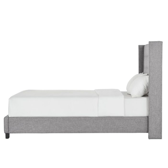 Melina Tufted Linen Wingback Bed