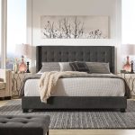 Melina Tufted Linen Wingback Bed