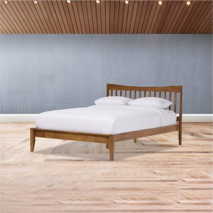 Mid-Century Modern Solid Walnut Platform Bed