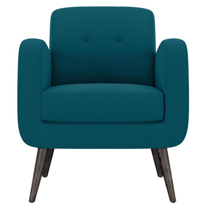 Mid-century Peacock Blue Linen Arm Chair