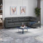 Modern Fabric Upholstered Sofa with Chaise Lounge