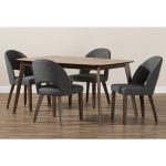 Modern Grey Fabric Upholstered 5-Piece Dining Set