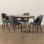 Modern Grey Fabric Upholstered 5-Piece Dining Set