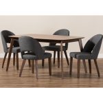 Modern Grey Fabric Upholstered 5-Piece Dining Set