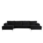 Modern XL Velvet Upholstery U-Shaped Sectional Sofa