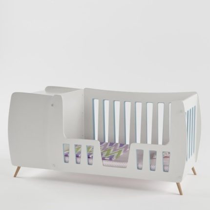 PeaPod Crib in Blue with babybed Railing