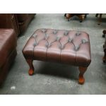 Queen Anne Ottoman in Faux Leather